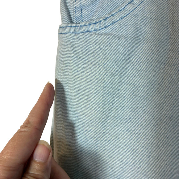 Blue Jeans Sears Junior Jr Bazaar Embroidered Pocket Farm Apple Wide Leg Light S - Picture 13 of 16